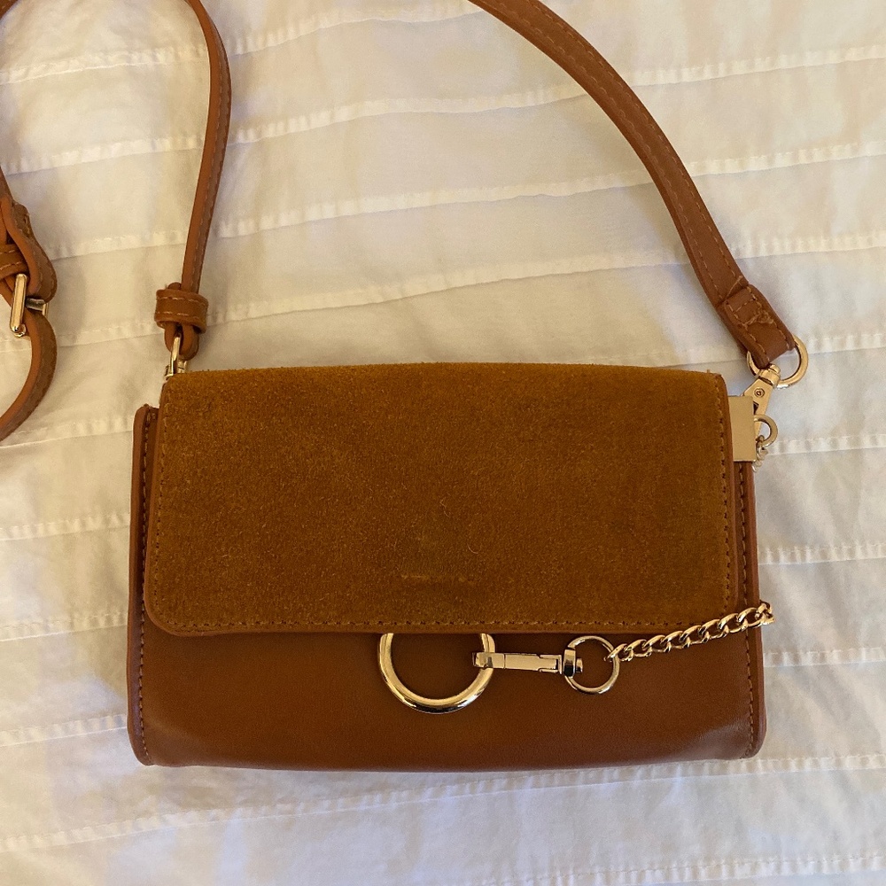 Suede brown crossbody purse